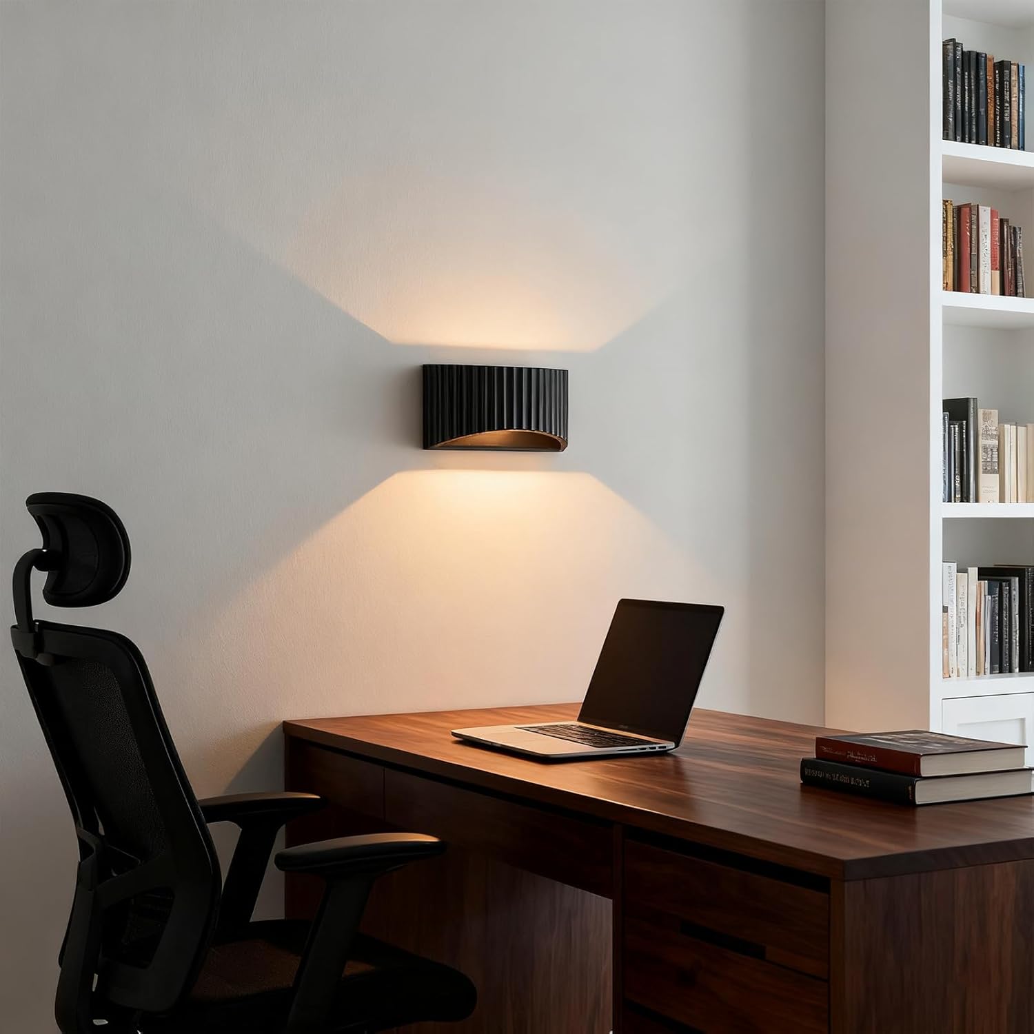 2 Pack Black Modern LED Wall Sconces Wall Lighting, Gypsum 3000K Warm White Indoor Hardwired Wall Mount Light Fixtures Lamp Up and Down for Living Room Bedroom Hallway Dining Room