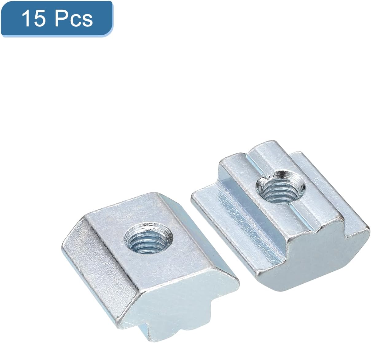 uxcell T Nuts, 15pcs - Nickel Plated Carbon Steel T Slot Bolts, 4545 Series M6 Hammer Head Fastener, Sliding T Nuts for Aluminum Extrusion Profile (Silver) image 3