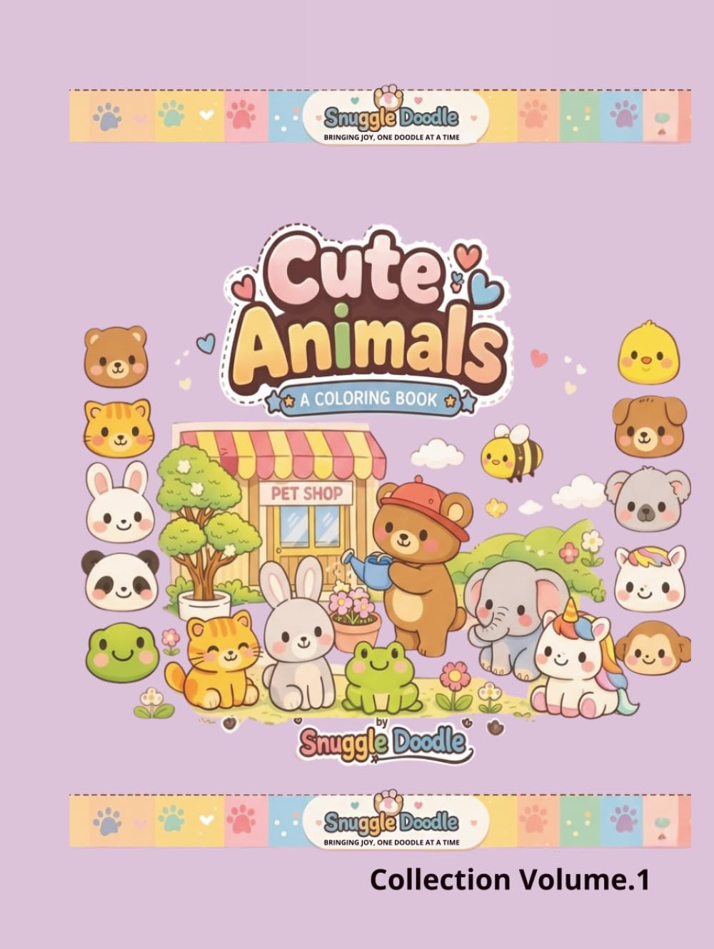 Cute Animals: A Coloring Book: Animal Illustrations for Kids and Adults (Volume 1)