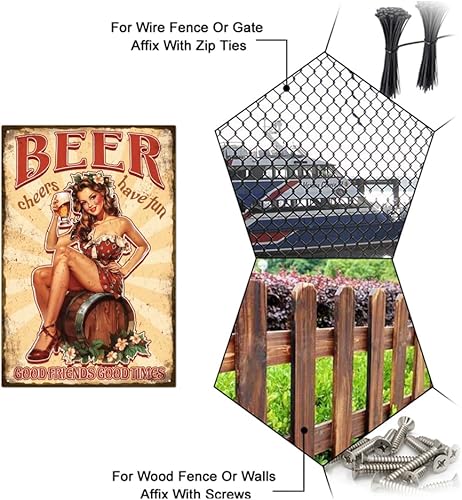 Miniatura 4 de GLOBLELAND Cartel de metal vintage Pin Up Lady de 8 x 12 pulgadas, diseño retro de cerveza divertida para puerta, pintura de estaño, placa de arte,