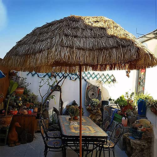 Naosin-Nithatched Tiki Umbrella, Round Hawaiian Style Umbrella, Tilt, Straw Top With Sun-Resistant Fabric, For Outdoor, Sunshade, Gardens, Pool, Balcony, Patio #TOP5