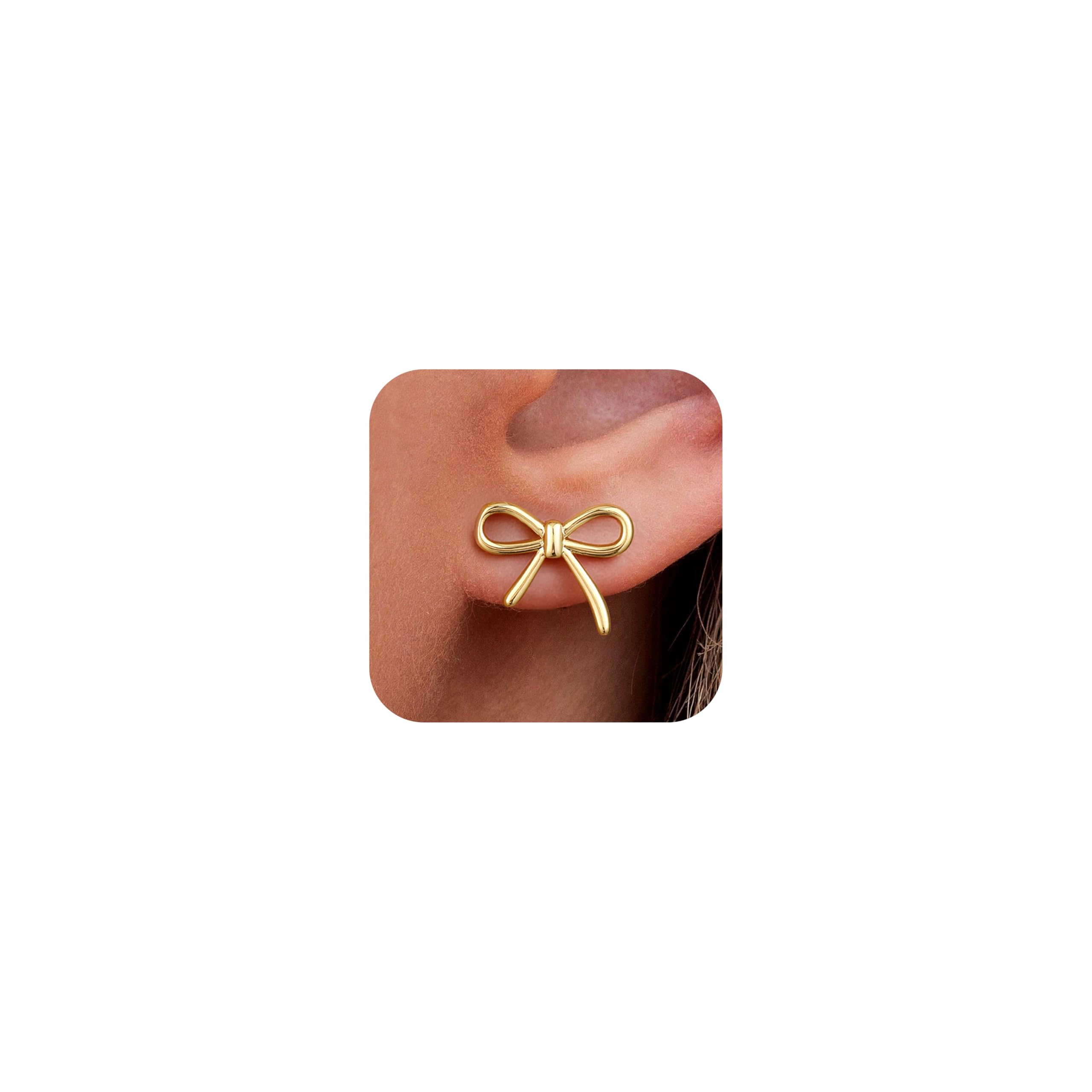 Valentines Day Gifts for Her Kids Teen Girls - Gold Bow Earrings for Women Jewelry Huggie Hoop Stud