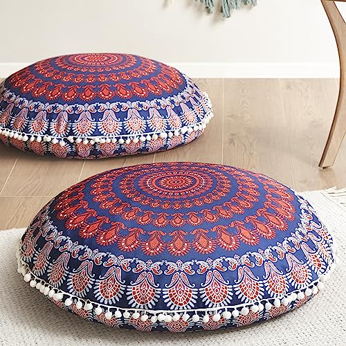 Codi Meditation Floor Pillow Set Of 2, Round Large Pillows Seating For Adults, Bohemian Mandala Circle Cushion For Outdoor Fireplace Yoga Living Room, 32 Inch, Memory Foam Added, Purple Orchid #TOP8