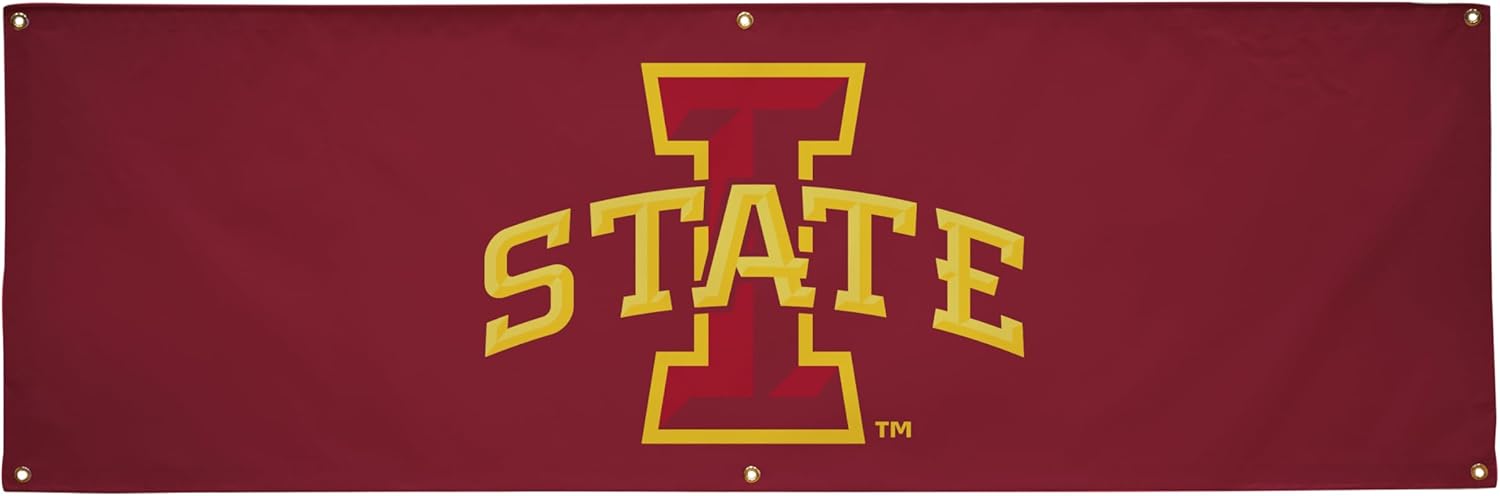 Iowa State Cyclones College Sports Printed Outdoor Banner - NCAA Licensed - Durable Vinyl - School Banner (Black, White) (2' x 6')