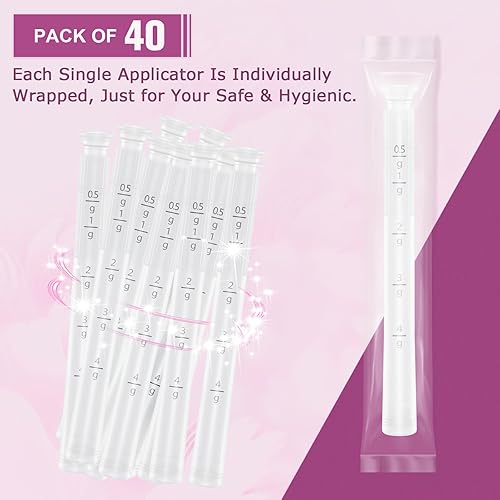 Miniatura 7 de Nieteyrue Aplicadores vaginiales de plástico para crema (40 paquetes) Versión actualizada y marcas de dosificación envueltas individualmente que se