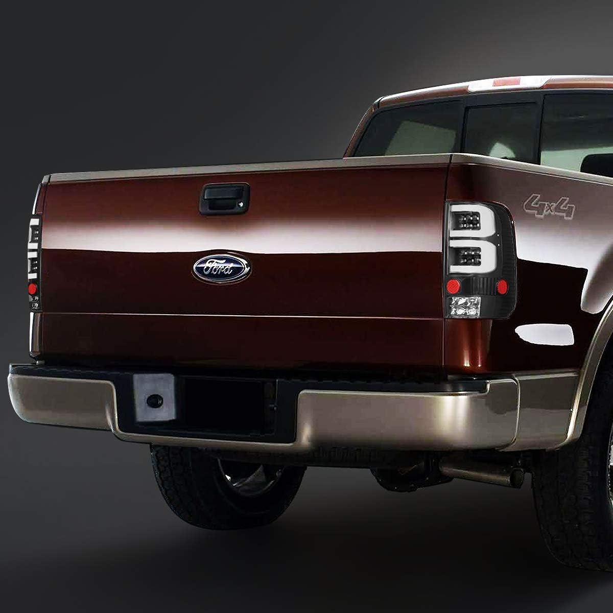 DNA MOTORING TL-F15004-LED-3D-BK-CL LED 3D Tail Light Assembly Driver & Passenger Side [Compatible with 04-08 Ford F150 Lobo]