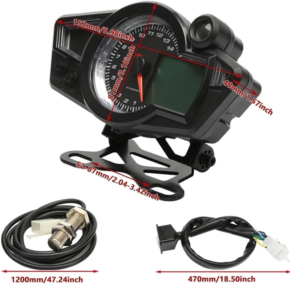 Motorcycle Odometer Gauge Universal Digital Motorcycle Odometer Tachometer Tachometer Meter Motorbike Moto Dashboard 12V 0-14000 RPM