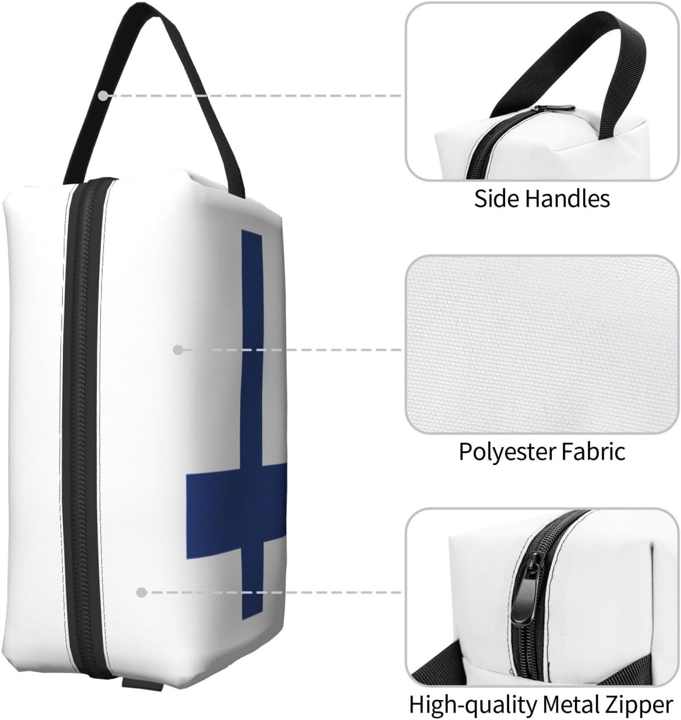 Finnish flag Print Large Capacity Travel Toiletry Bag for Women Men Cosmetic Pouch Daily Organizer image 3