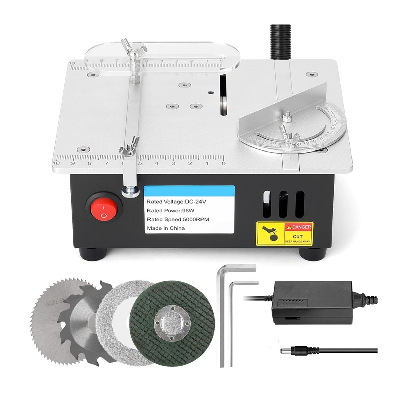 Mini-Multifunktions-Tischkreissäge, elektrische Tischkreissägen, kleine Haushalts-DIY-Schneidwerkzeug, Holzbearbeitungsbank, Drehmaschine Für den Heimwerkergebrauch(S-2 Set)