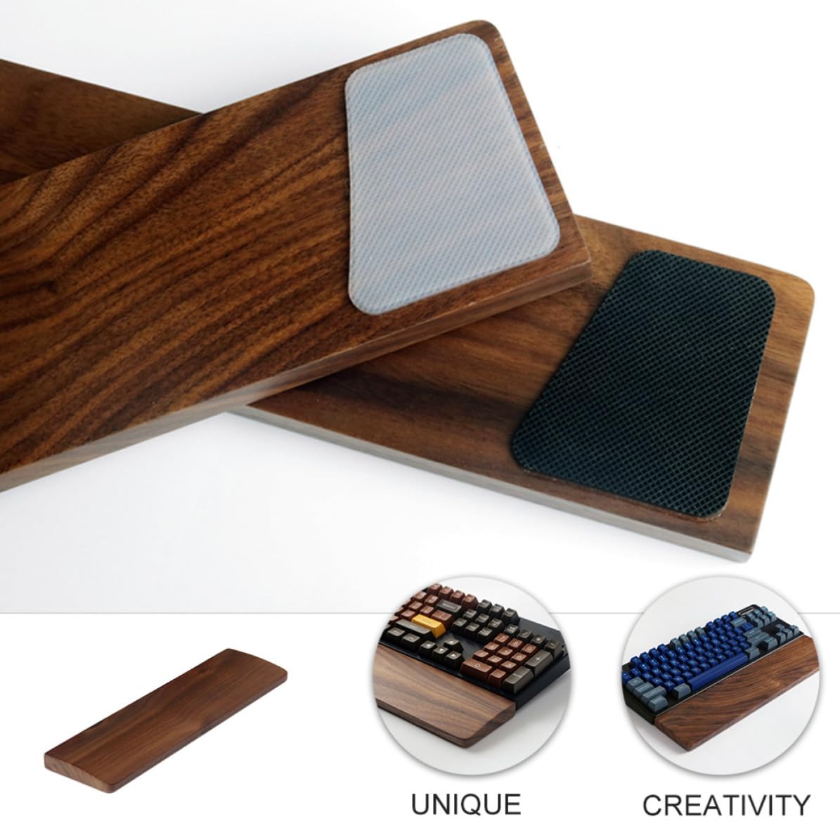 Handgelenkauflage Walnussholz 440mm Ergonomisch für Tastatur