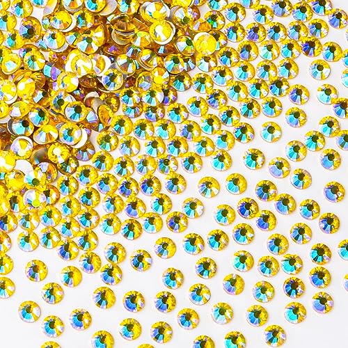 1440Pcs Flat Back Glass Rhinestones for Bedazzling(4.8mm,Lemon AB)