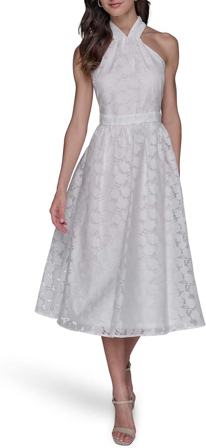 Karl Lagerfeld Womens Sleeveless Halter Neck Midi Dress - Image 2