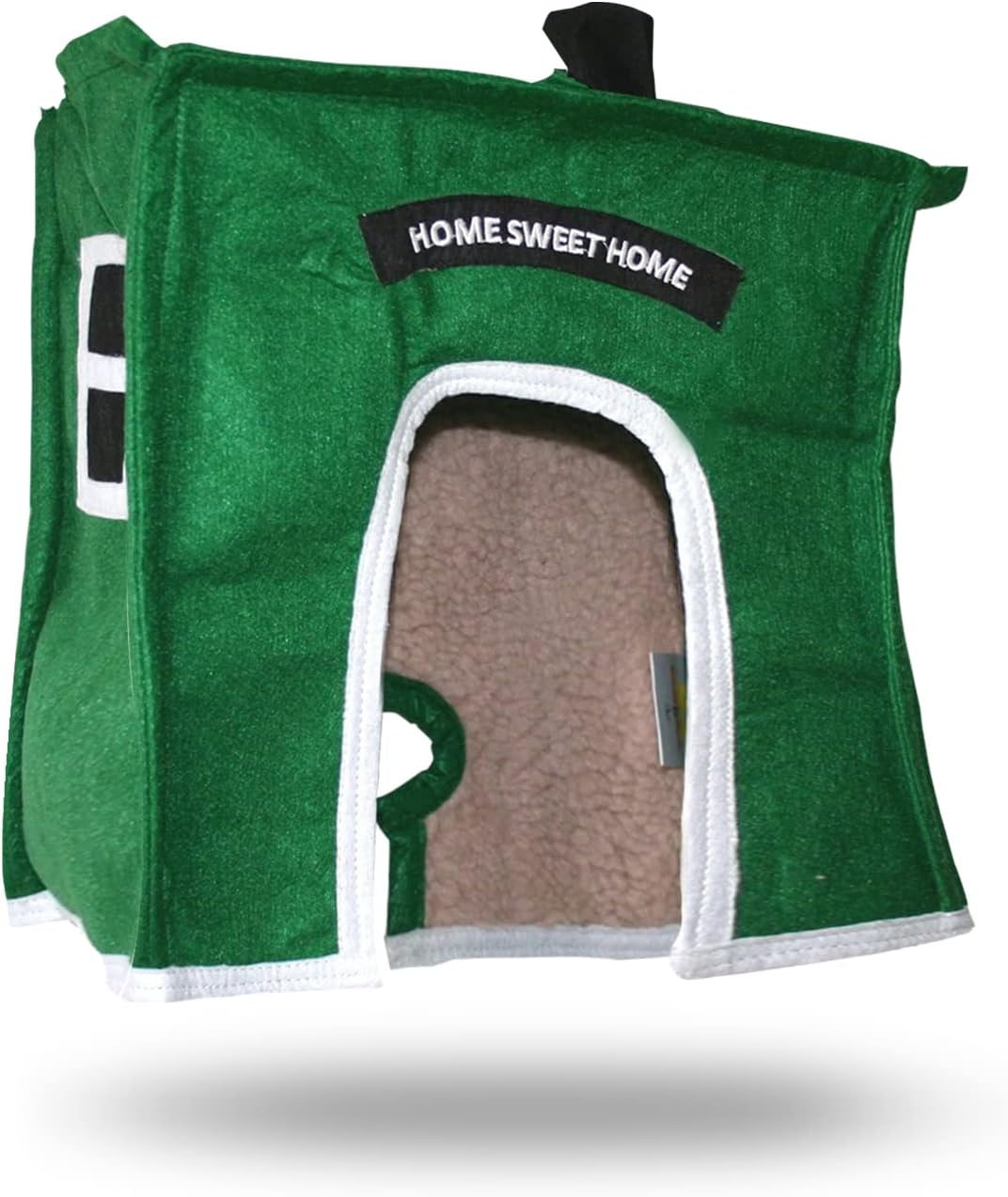 Crazy K Farm- Avian Haven Bird Hut, Comfy Bird Snuggle Hut, Plush Pet Bird Hut for Sleeping and Snuggling, Hanging Bird Cage Hut with Sherpa, Cozy Bird Cage Accessories Extra Small, Green