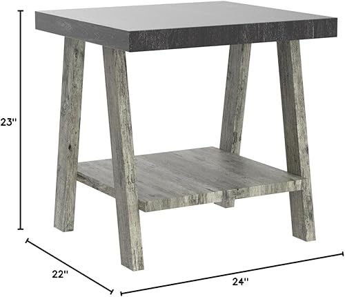 Miniatura 2 de Roundhill Furniture Athens - Mesa auxiliar de madera contemporánea, nogal desgastado y gris Nogal desgastado y gris,Gris,Azul marino,Rosa,Carbón