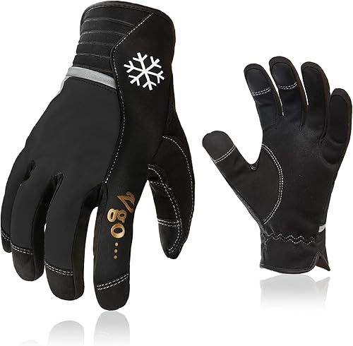 Miniatura 1 de Vgo... 1 par de guantes de trabajo de invierno para hombre de 41.0 F41  o más, guantes de congelador de alta destreza para pantalla táctil (talla M,