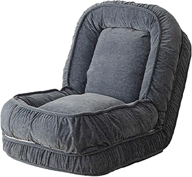 Foldable Lazy Couch Bed with 14 Gear Adjustable Backrest,Lazy Sofa Human Dog Bed with Chenille Yarn Washable Cover,Floor Couch Bed for Bedroom Living RoomBlue