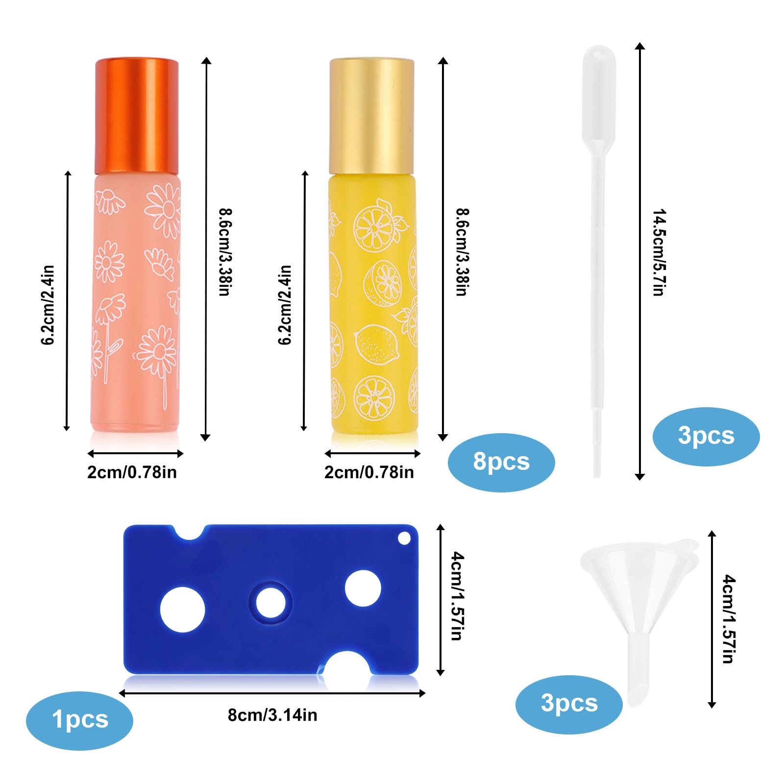 Roll on Botellas de cristal para aceite esencial, aceites esenciales, rollo en botella vacía, 10 ml botellas rollon para aceites esenciales, perfumes, cosméticos, aceite aromático