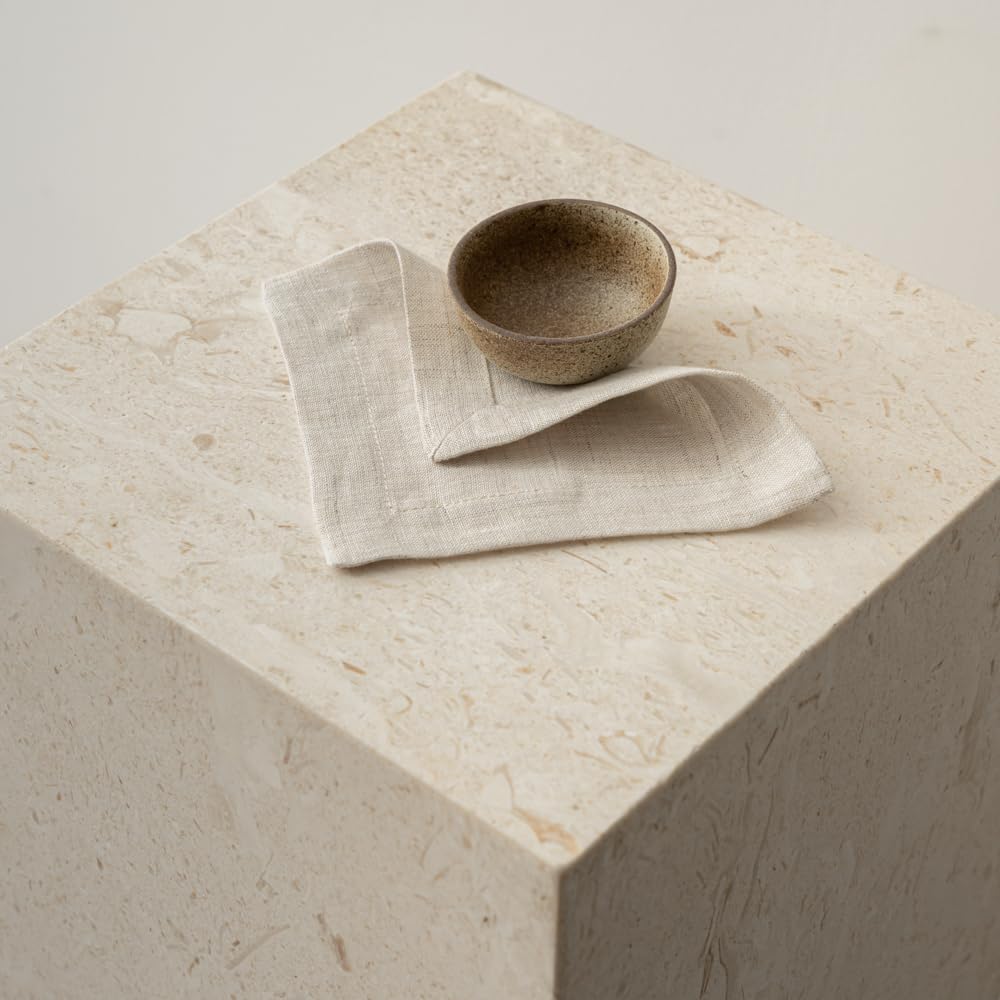 KNOKNO 100% Pure Hemp Cocktail Napkins with Mitered Corners - 5 x 5 in. Set of 12 - Natural Fabric Handcrafted Tbale Cloth Machine Washable and Durable with Mitered Corners (Turmeric | Set of 12)