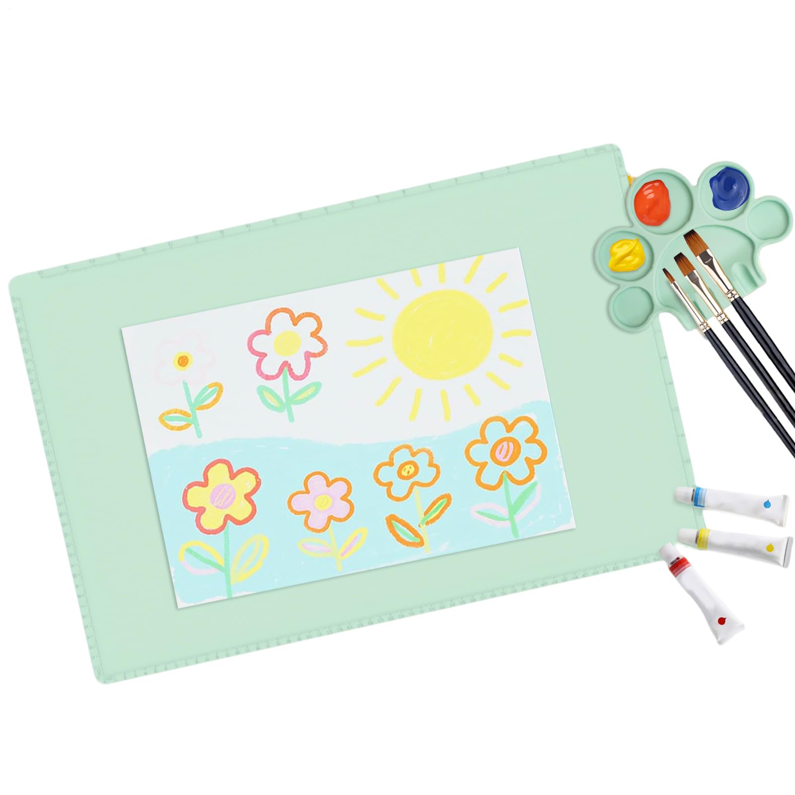Alfombrilla de pintura de silicona de 60x40 cm tapete plegable con paleta para niños