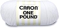 Vista 2 de Caron Hilo blanco de una libra, paquete de 2 unidades de 16 onzas, acrílico, 4 medianos (peinado), 812 yardas, tejido/ganchillo
