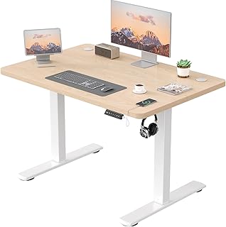 JUMMICO In hoogte verstelbaar elektrisch bureau met USB-oplaadpoort, bureau in hoogte verstelbaar, ergonomische sta-zittafel, 100 x 60 cm, beige
