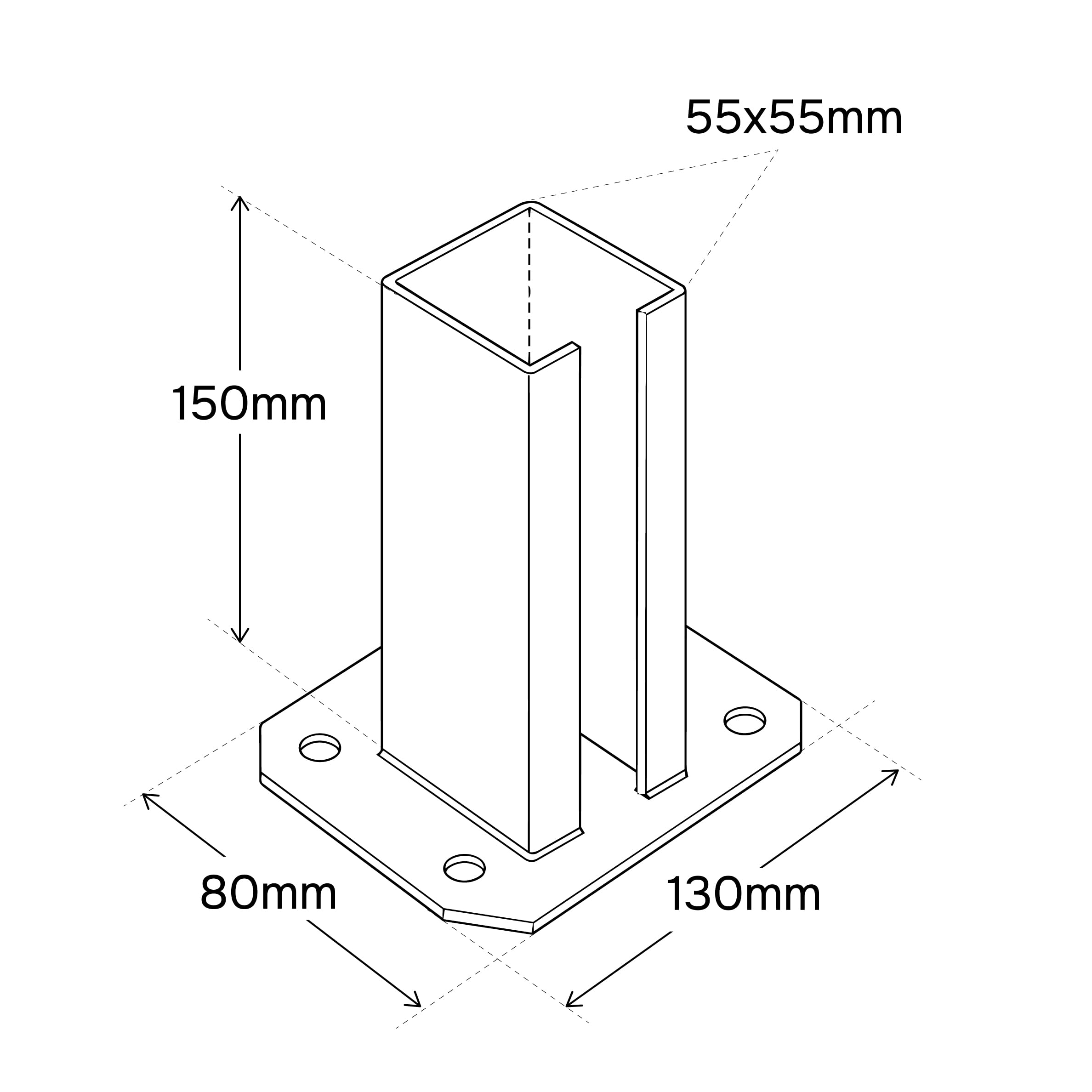 Support Poteau à Visser en Acier Graphite 60 x 60 mm