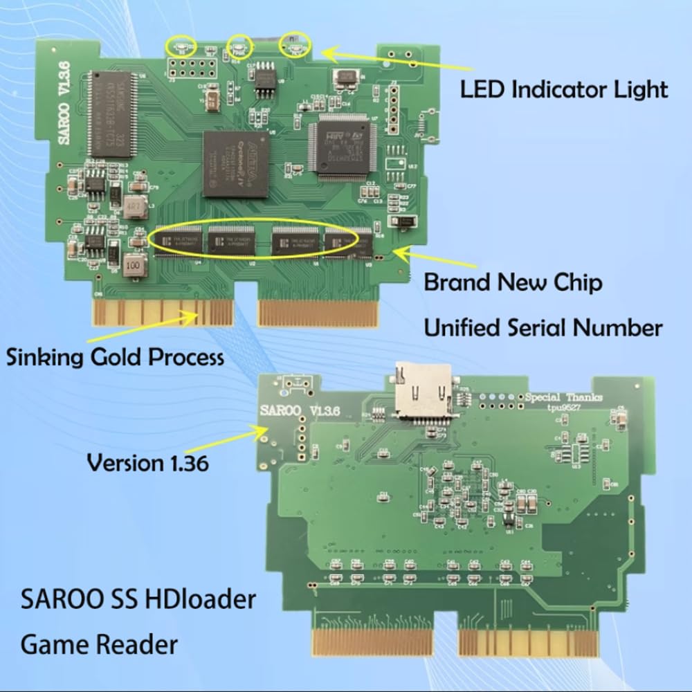 SAROO SS HD Loader Cartouche de lecture rapide pour cartes SD TF Menory pour jouer à des jeux sans CD pour Saturn avec 128 Go de jeux (SAROO 64 Go)