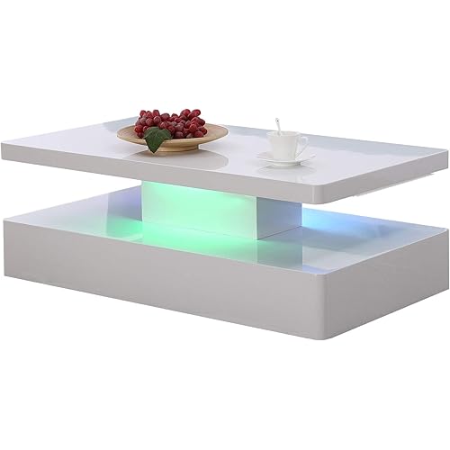 white gloss led coffee table