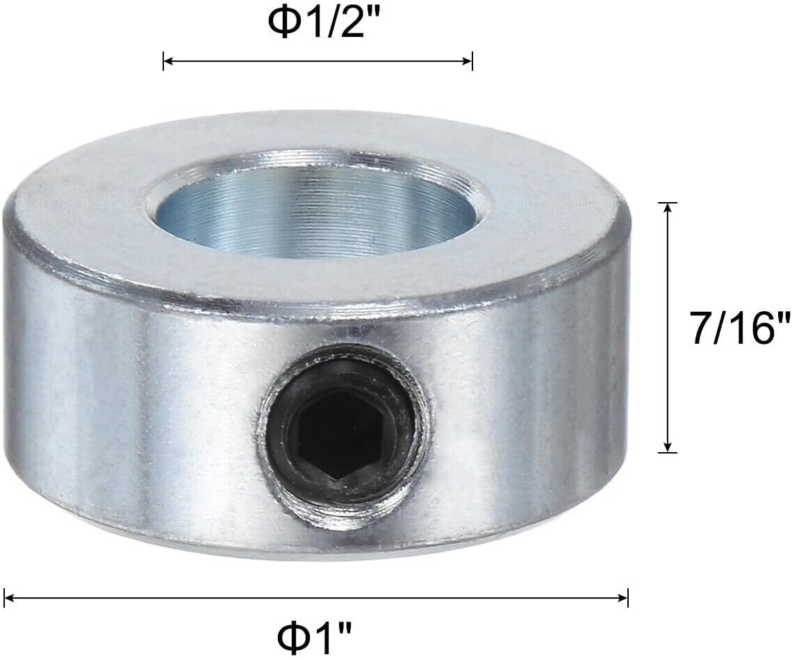Toolparts And Accessories 4pcs Set Screw Collars 1/2" Bore Zinc Plated Steel Shaft Collar 1" OD 7/16" W (#CN#130824-13702)