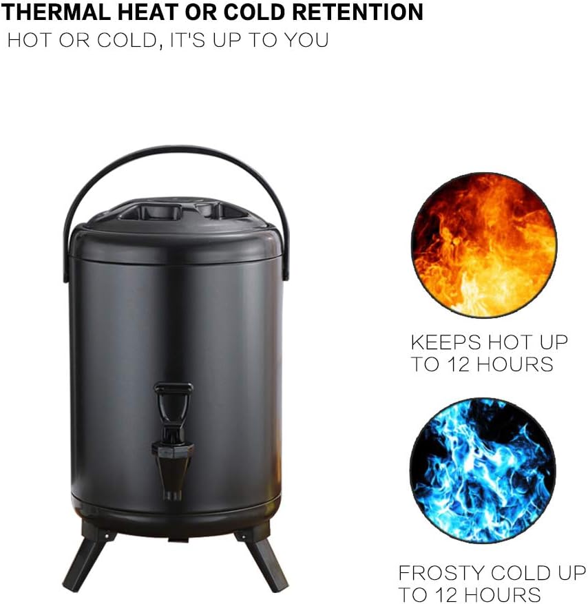 Dispensador De Bebidas Aislado De Acero Inoxidable 10L | Mantiene Caliente Y Frío 4-8h | Con Grifo Y Asa