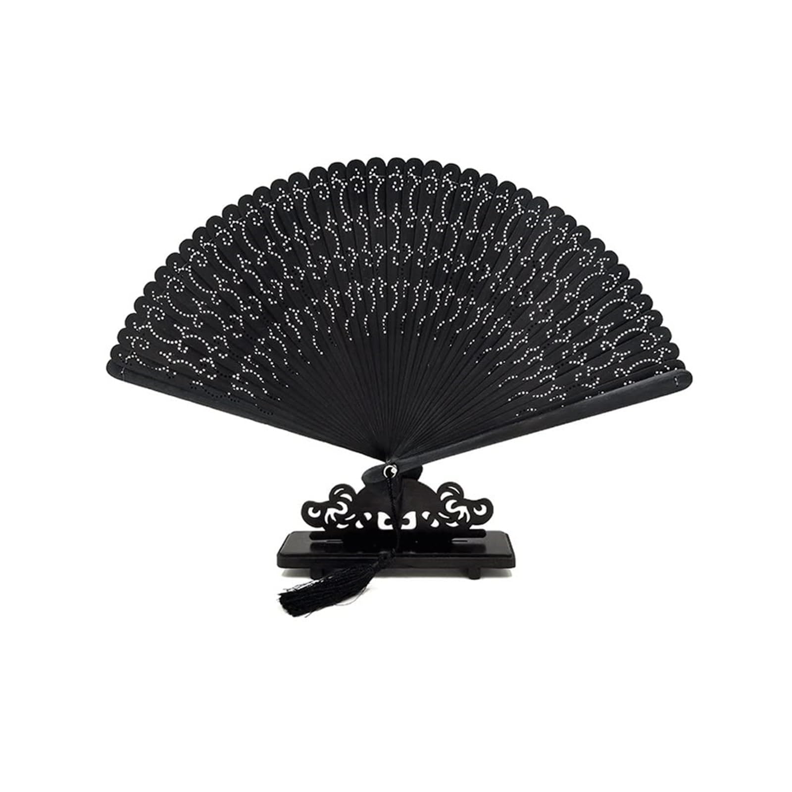 WDCDYQDH Folding Fans Hand Held Fan For Women Chinese With Tassels Wedding Vintage Decorative(navy (a)) (black (a) One Size)