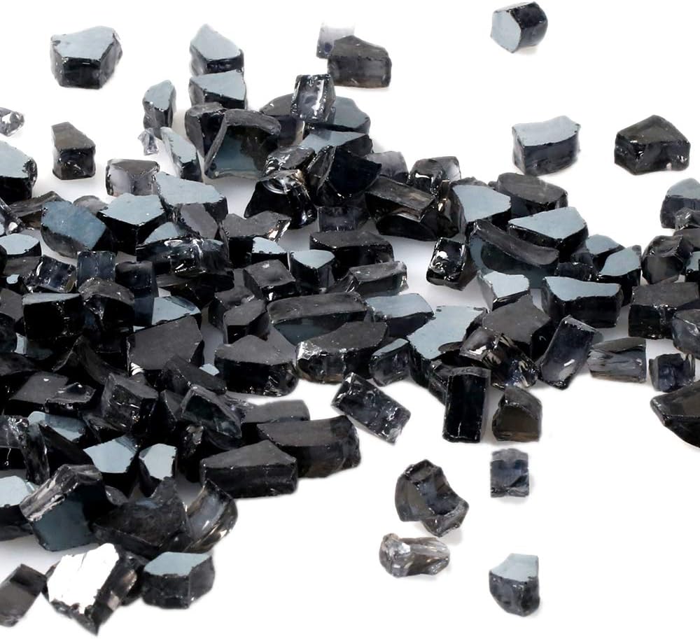BALI OUTDOORS Fire Glass High Luster, Fire Glass 5 Pound Jar (Deep Grey 5 Lbs)