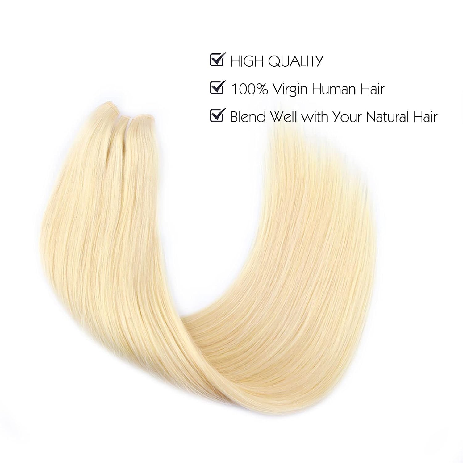 Sassina Invisible Wire Hair Extensions Real Human Hair with Transparent Wire Adjustable Size Secure Clips Natural Straight Secret Miracle Hairpiece, #613 20 Inch 120 Gram image 3