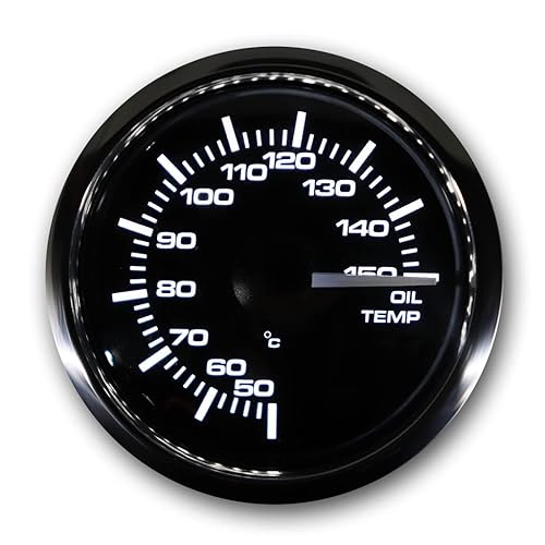 Miniatura 10 de MOTOR METER RACING MGS Series 2.047 in 2-1/16" Medidor digital de temperatura de aceite 68 ~ 302 °F esfera negra pantalla LED azul 12/24 voltios