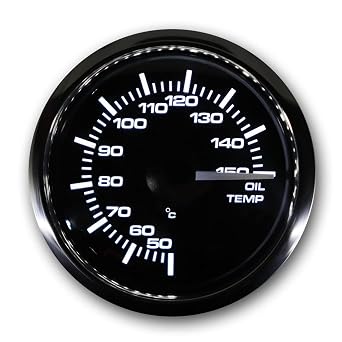 MOTOR METER RACING MGS Series 52mm 2-1/16" Electrical Oil Temperature Gauge 50150 C Black Dial White & Amber LED Backlit Waterproof