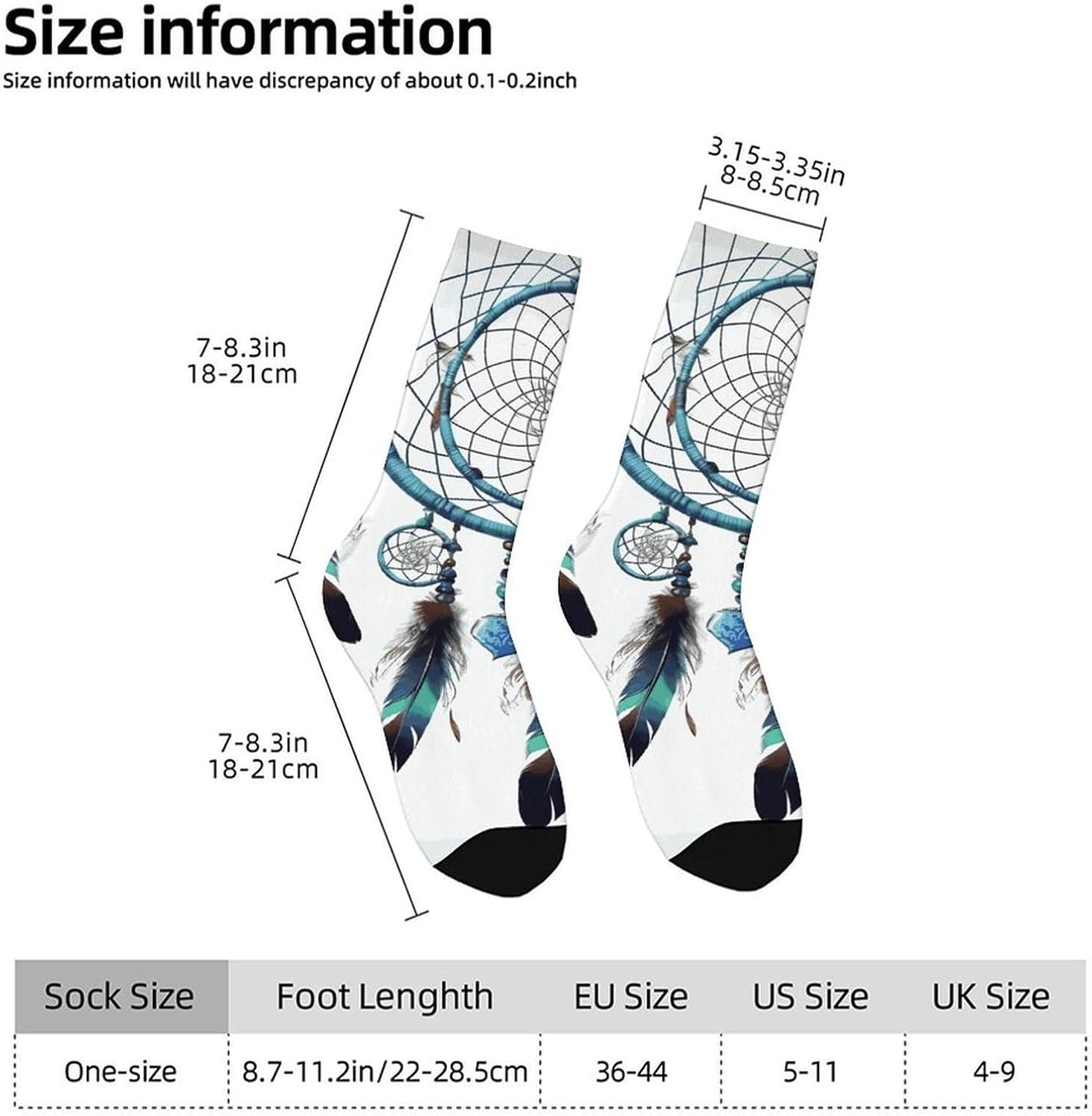 Moisture Wicking Socks, Breathable, Lightweight Crew Sock, Casual | Native American Dream Catcher Work Socks for Women Men, Elastic Soft Boot Socks for Travel, Seamless