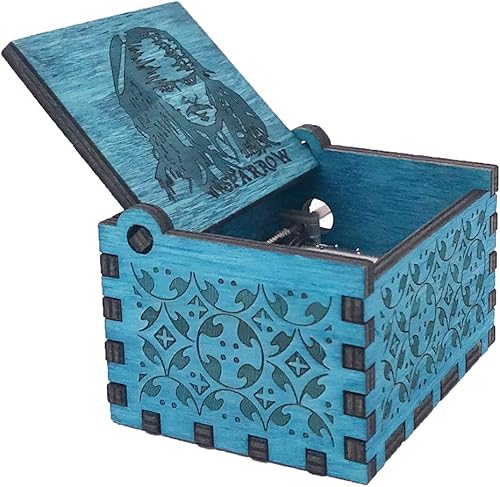 Miniatura 21 de Caja de música de manivela con tema de la película Lalaland, Caja musical de madera tallada, con tema central de la película Marrón