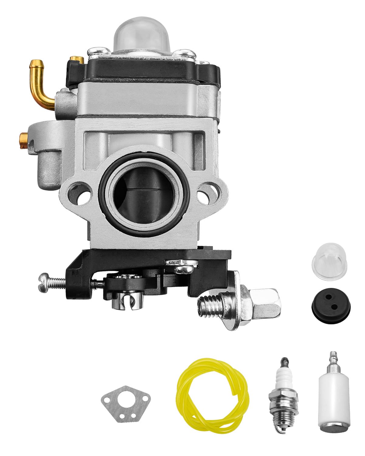 QLZOZBCarburetor Carb Kit Fit for 46cc Craftsman Backpack Blower CM46BT CMXGAAH46BTF With Gasket & Primer Bulbs & Spark Plug & Fuel Filter & Fuel Line & Grommet, 8Pcs