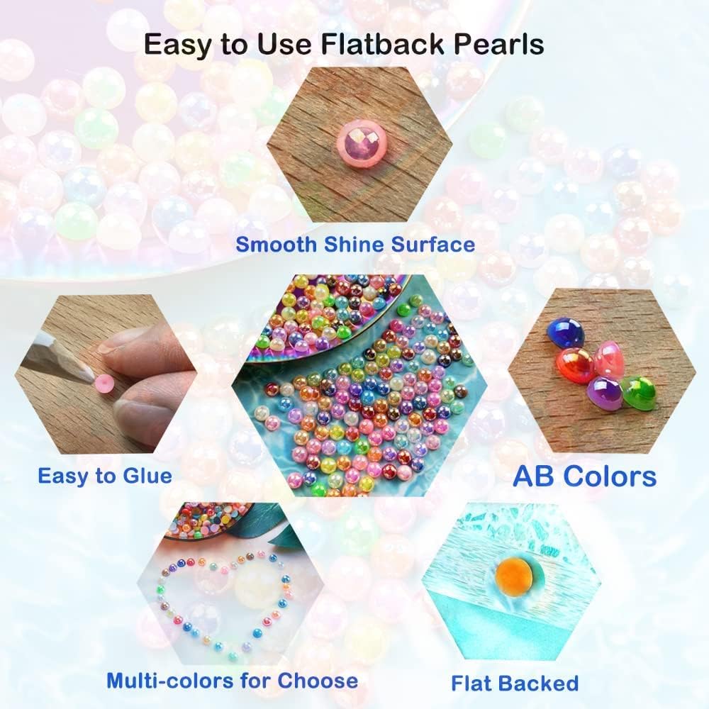1000pcs 5mm Half Pearl Beads Flatback Pearl Beads Half Round Plastic Pearls for Crafts Scrapbooking Embellishment Nail Art(Red AB) - Image 5