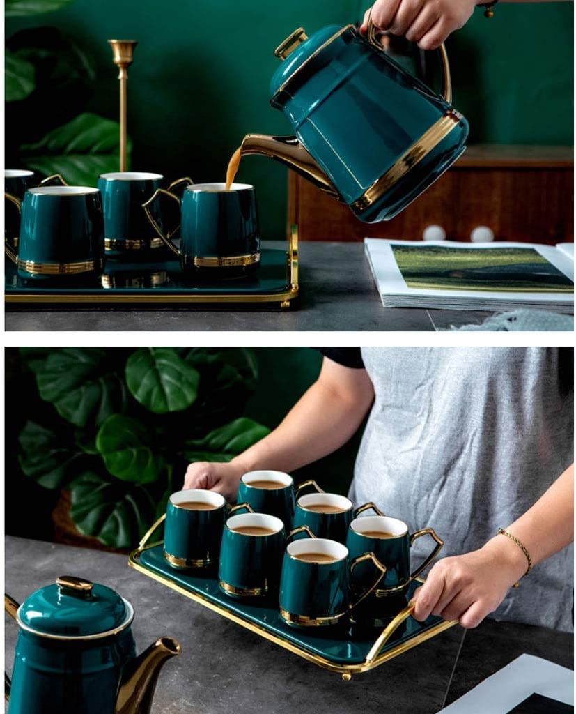 Zestaw Herbaty Zestaw Ceramicznych Filiżanek Oświetlenie W Stylu Nordyckim Luksusowy Zimny Czajnik Dom Prosty Phnom Penh Kubek Do Herbaty Dzbanek Naczynia Picia Z Tacą Dla Codziennego Użytku(8pcs)