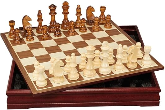 MYBA Chess Set Chess Board MDF Chess Set in-Band Storage International Chess Game Chessboard Birch Chess Pieces with Non-Slip Flannel Bottom Gift Size 30cm