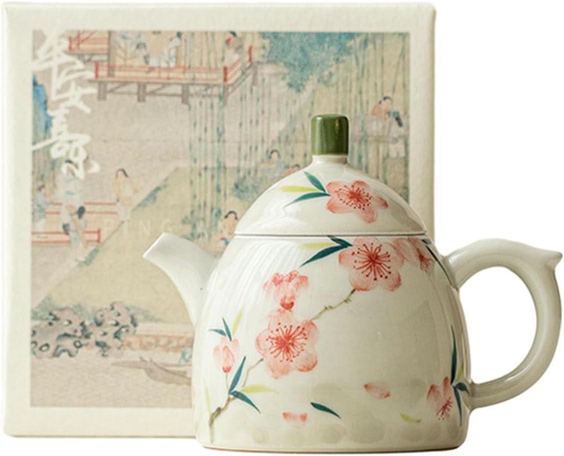 Chinese hand-painted peach blossom ceramic pot, Kung Fu tea set household single pot - Xiao Qinquan pot + pot holder