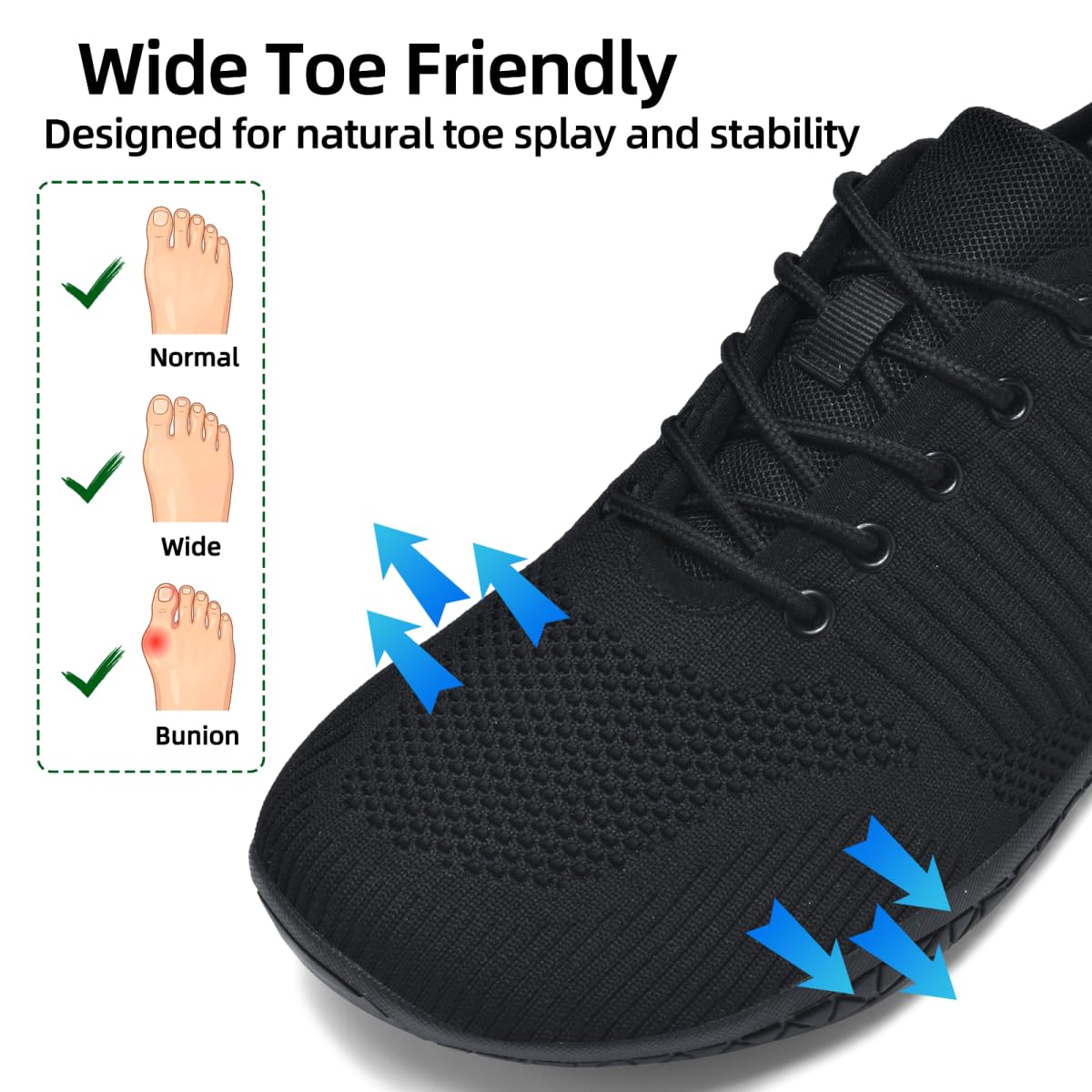Unisex Chaussures Barefoot Minimalistes Bout Large Tige Respirante et Semelle Antidérapante Plate Légère 37-48