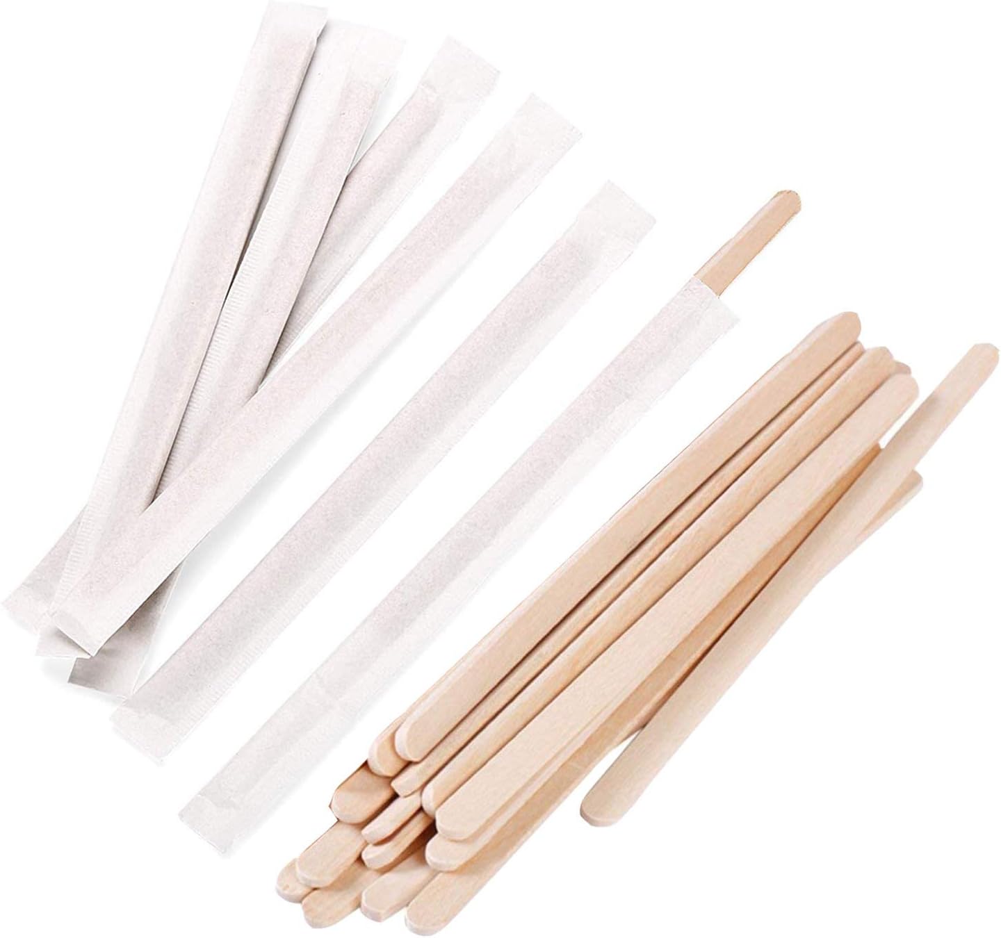 Gmark 5.5-Inch Ultra-Thick Individually Wrapped Wood Stir Sticks (200 Count) - 2.3mm Heavy Duty Birch Stirrers - Hygienic No-Snap Beverage Mixers & Craft Sticks for Coffee & Tea GM1115D