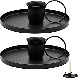 2 pièces bougeoir Noir en Fer forgé, Chandelier Design scandinave Minimaliste, Porte Bougie Solide Anti-éraflure, décoration de Table Maison et fête