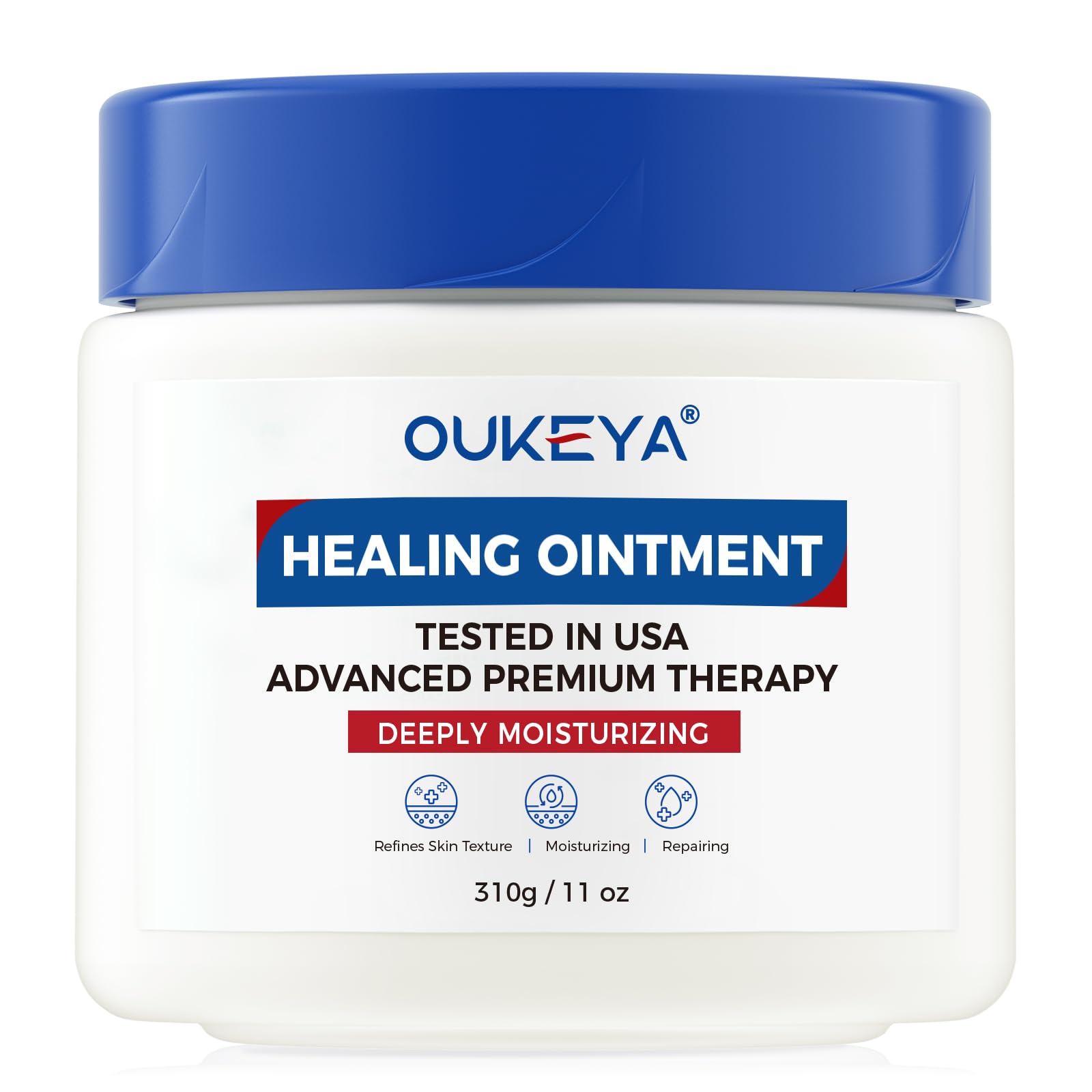 OUKEYA Healing Ointment, Advanced Therapy Skin Protectant, Multi-Purpose Healing Ointment and Body Moisturizer, For Dry, Cracked Skin, Minor Cuts and Burns, Soothes Cracked Hands and Chapped Lips