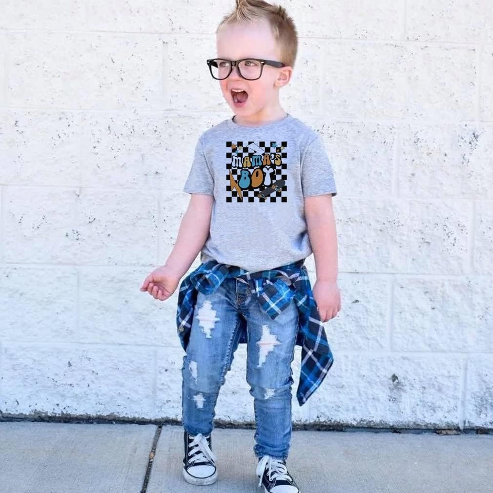 Toddler Baby Boys Short Sleeve Graphic T-Shirt Top Funny Letters Print Cotton Tee 2T Mama's Boy Skater image 5 of 9 B0C54V8LHK