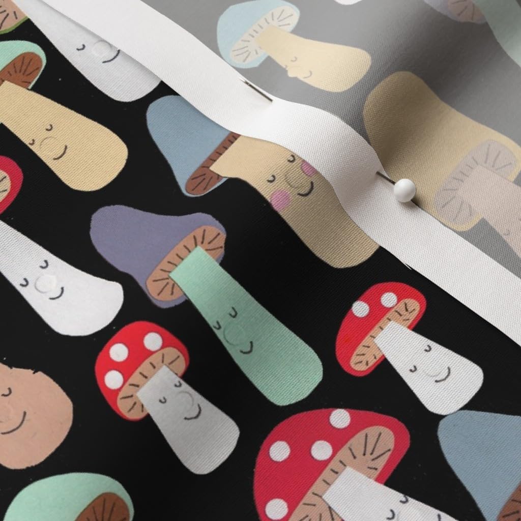 Spoonflower Fabric - Mushrooms Mushroom Nature Whimsical Printed on Cotton Poplin Fabric by The Yard - Sewing Shirting Quilting Dresses Apparel Crafts