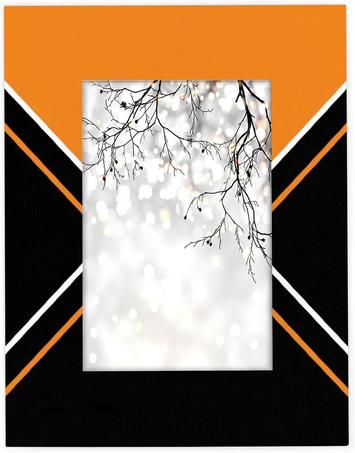 5x7 Wooden Picture Frame Fashion Patchwork Color Photo Frame Wall Mounting or Standing Table Top Orange Black Photo Frames for Family farmhouse Studio Hotel Art Decoration