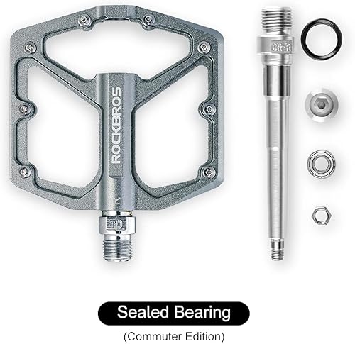 Miniatura 4 de ROCKBROS Pedales de bicicleta de montaña Pedales MTB Pedales planos de bicicleta de aluminio 9/16 "con empuñaduras de bicicleta de espuma de bloqueo